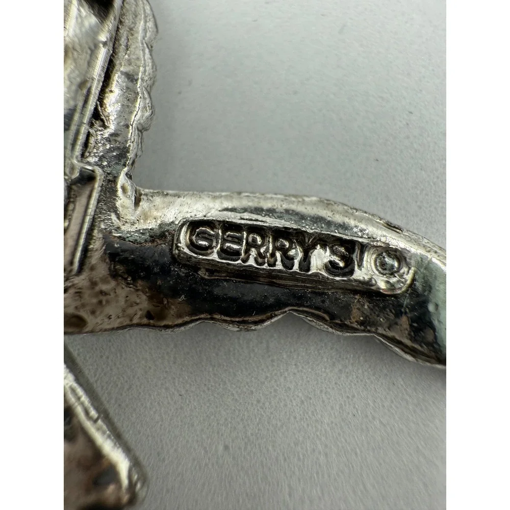 Vintage Gerrys Silver Tone Seagull Bird Brooch Blue‎ Rhinestone Eye Pin